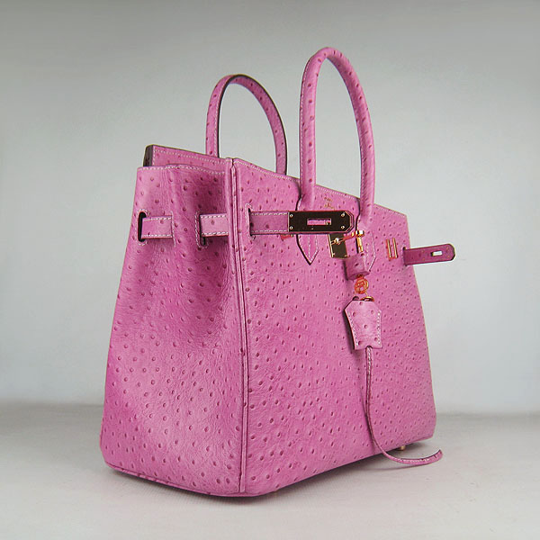 High Quality Fake Hermes Birkin 35CM Ostrich Veins Handbag Peachblow 6089